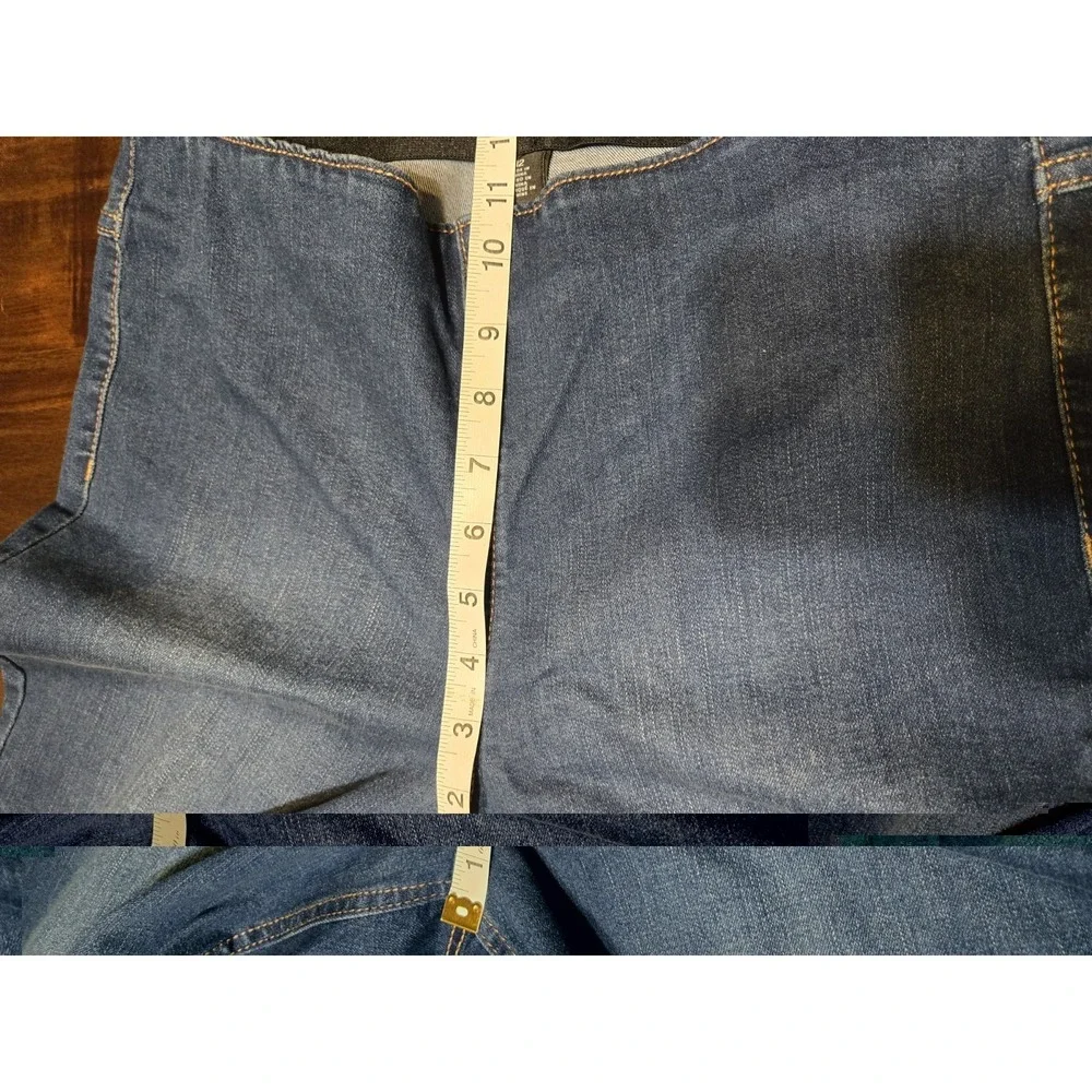 Nine West Pull On Flare Denim Blue Jeans Size 12 Boho Stretch Retro Festival